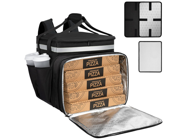 Food Delivery Backpack, Expandable Delivery Backpack Pizza Bag, XL Reflective Strips, Cup Holder,Hot/Cold Insulated Backpack Bike Food Delivery Bag...