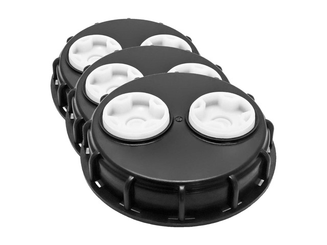 IBC Tote Lid Cover, 6.5' IBC Tank Water Liquid Tank Cap with Double Vent Hole for Chemical, Food, Industries Storage (Pack of 3)