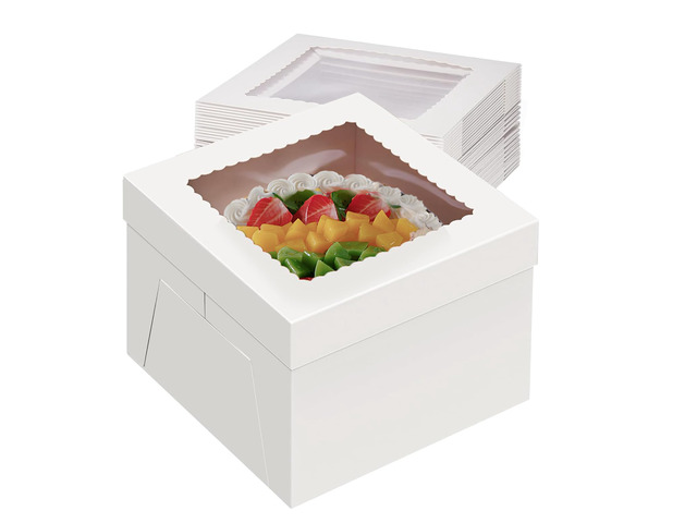 24 Pack Cake Boxes 12 Inch, Sturdy 12x12x8 Inch Bundt Cake Boxes for Home Bakers, Transportation, Multi-Layer Cakes, White Gift Cakes For Wedding,...