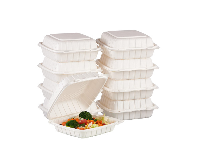8X8 1Compartment 50Pack Plastic Clamshell Take Out Food Containers, Heavy Duty To-go Disposable Lunch Box Restaurant Meal Prep Packaging Catering...