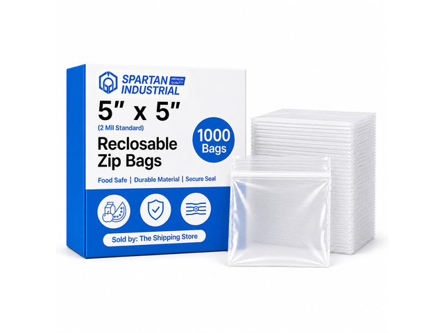 5 X 5 (1000 Count) 2 Mil Clear Reclosable Zip Plastic Poly Bags with Resealable Lock Seal Zipper