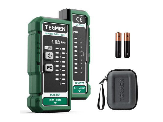 TLP-528A Network Cable Tester for RJ11 RJ45, Ethernet Wire Tester for LAN & TEL Continuity and QC Test, for CAT5/CAT6/CAT7, Suitable for Cable...