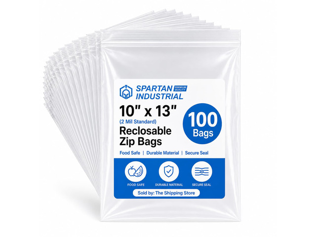 10' X 13' (100 Count) Quart Clear Reclosable Zip Plastic Poly Bags with Resealable Lock Seal Zipper - 2 Mil