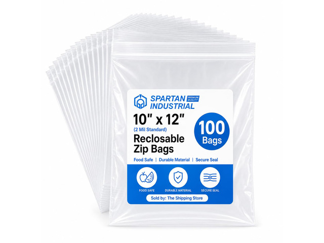 10' X 12' (100 Count) Quart Clear Reclosable Zip Plastic Poly Bags with Resealable Lock Seal Zipper - 2 Mil