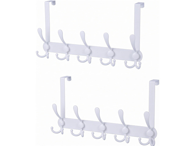 Over The Door Hooks,Coat Rack for Hanging Clothes Hat Towel (Heavy Duty White 2pcs)