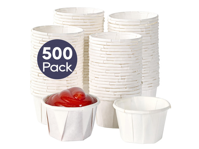 500 Pack 1 oz Disposable Condiment Cups, 1 oz Souffle Medicine Cups Stackable, medicine cups, souffle cups, pill cups, small paper cups, dispensing...