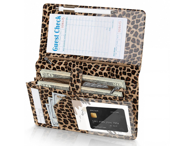 Server Book High Volume, Expandable Server Book with 2 Zipper Waiter Book, Leather Waitress Book with 2 Zipper and Magnetic Pockets, Server Books...