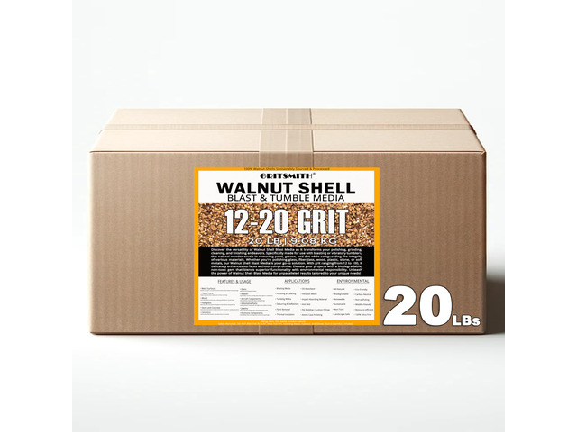 12-20 Grit Premium Ground Crushed Walnut Shell Media (20 LBS / 9.08 KG) Medium Grit, Vibratory Tumbling, Polish, Deburr, Pincushion Filler, Crafts,...