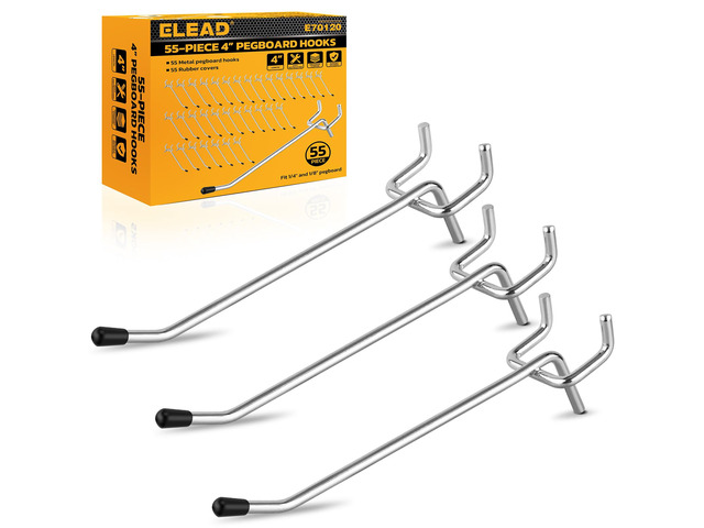 55-Piece 4 Inch Pegboard Hooks, Heavy Duty Peg Board Organizer Accessories, Peg Board Tool Hangers Fit for 1/4' and 1/8' Pegboard Hanging Tools...