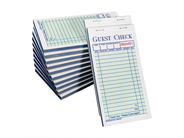 Guest Checks Server Note Pads 600 Sheets With Carbonless 600 Copy Sheets for Restaurants (12 Books) 3.5' x 6.75' Per Ticket Books