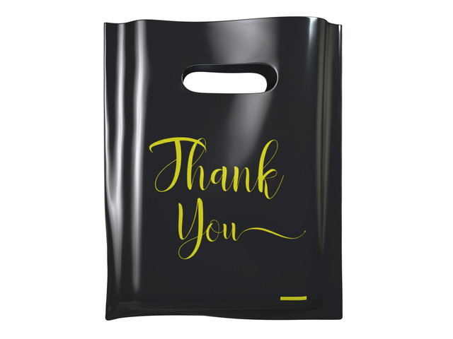 Thank You Bags for Business Small, 100 Pack Plastic Shopping Bags for Small Business, Merchandise Bags for Packaging Products, Retail Boutique Bags...