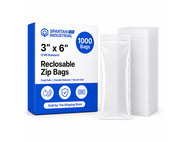 3 X 6 (1000 Count) 2 Mil Clear Reclosable Zip Plastic Poly Bags with Resealable Lock Seal Zipper