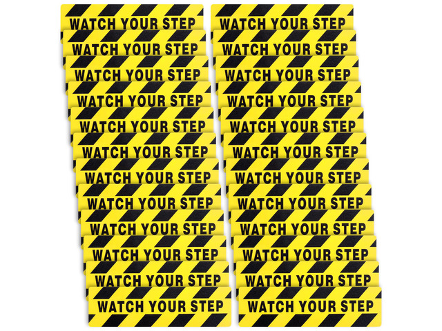 24 Pieces Watch Your Step Floor Stickers Anti Slip Abrasive Safety 6x24 in Caution Decals for Stairs, Adhesive Warning Tape for Wet Surfaces,...