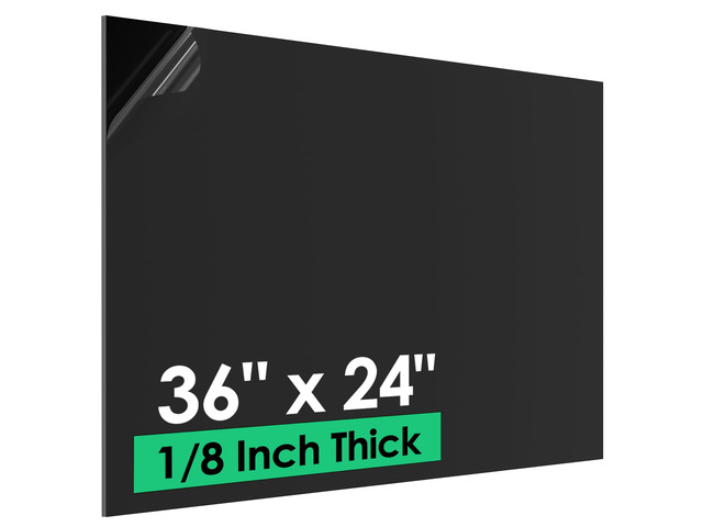 ABS Plastic Sheet 1/8' x 36' x 24',Dual-Surface - Textured & Smooth, 1 Pack Black Rigid Thermoplastic Board for Signs, Crafts, DIY Projects