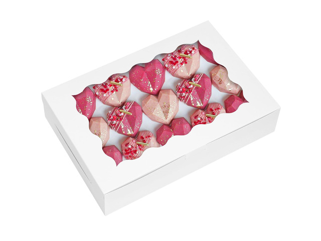 24pcs Cookie Boxes with Window, 12x8x2.5 In White Bakery Boxes Food-Grade Treat Boxes, Dessert Boxes Ideal for Chocolate Covered...