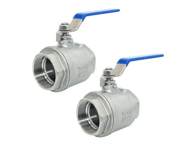 2' NPT Female 316 Stainless Steel Full Port Ball Valve Vinyl Handle WOG1000 (2 inch 2pcs)