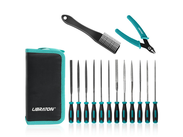 Needle File Set, Diamond Needle File Set, 14PCS Small File Set 6 Diamond Files & 6 Carbon Steel Files with Wire Cutter, Steel Brush, Carry Bag,...