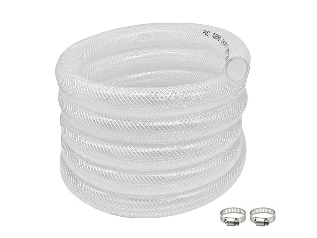 1/2' ID x 3/4' OD - 25Ft Clear Braided Plastic Vinyl Tubing PVC Flexible Vinyl Tube Heavy Duty UV Chemical Resistant Hose Water