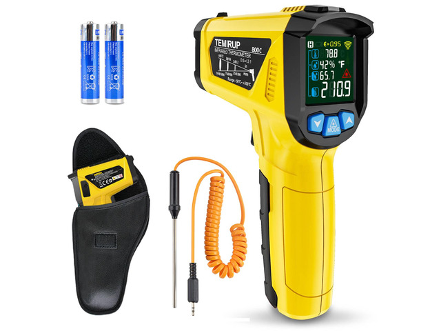 Infrared Thermometer Temperature Gun, -58Â°F to 1472Â°F, Digital Laser Thermometer Gun with Probe for Cooking, Pizza Oven, Grill & Engine, IR...