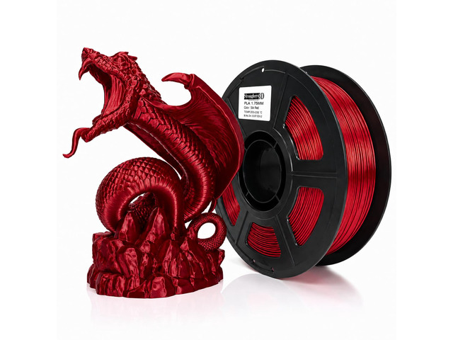 PLA High Speed 3D Printer Filament 1.75mm, Silk Deep Red PLA Filament, Glossy Ruby Red Filament, High Speed PLA 3D Printing Filament for Dragons,...