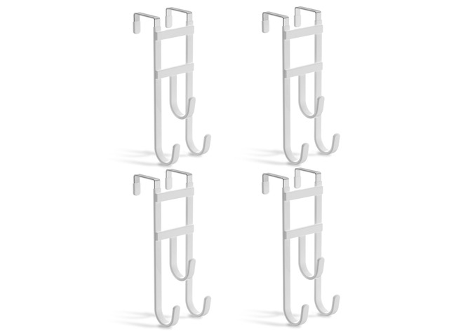 4 Pack Over-the-Door Hooks, No Installation Required, 100 Lb Heavy Duty with Anti-Scratch Rubber & Rust-Proof, Space-Saving Organizer for Coats,...