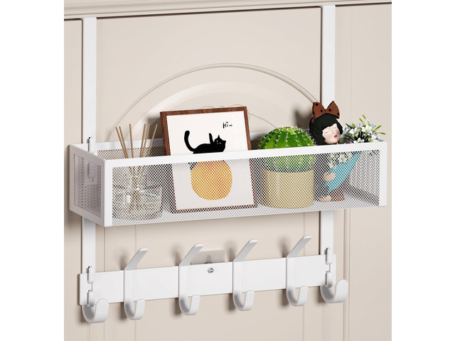 Over The Door Hooks Organizer, Over Door Towel Rack,Fits Doors 1 3/4' 10 Coat Hooks & 2 Wreath Hanger,Space-Saving,Over the Door Hooks,Door Hanger...