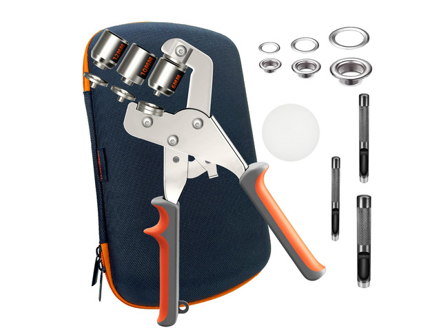 Heavy-Duty Grommet Tool Kit 3/8-1/4-1/2 for Tarps Farbic Flag Eyelet Punch Tool kit 6/10/12MM With Bag, Metal Grommet Make Set Press for Baneer...