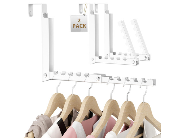 Over The Door Hooks, Small Space Double Folding Portable Over The Door Drying Rack for Laundry, Bathroom, Bedroom, Travel Storage and Drying...