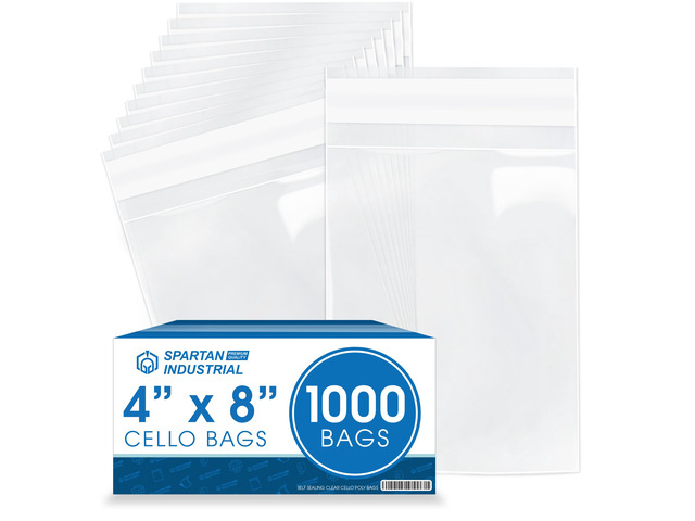 4' X 8' Self-Sealing Cellophane Bags (1000 Count) Clear Treat Bags for Cookies, Candy, Party Favors and Small Business Packaging - Resealable...