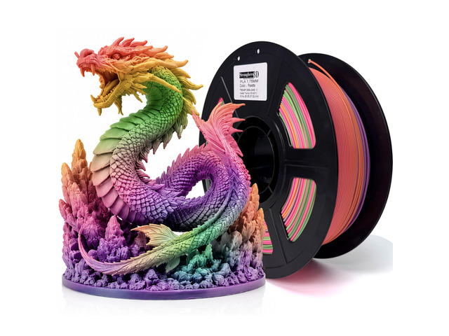 PLA 3D Printer Filament 1.75mm,Matte Rainbow pla Filament,Multi Color,Net Weight 1kg(2.2lbs)