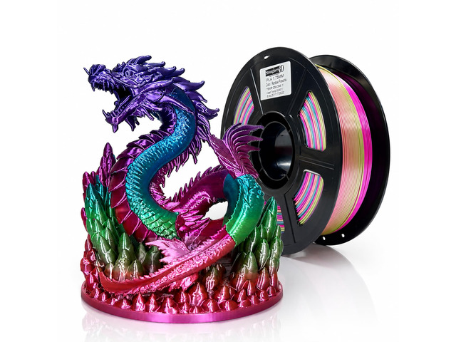 PLA Silk Rainbow Fireworks 3D Printer Filament 1.75mm, Pink Purple Blue Yellow Green Multicolor PLA Filament, Shiny Silk Rainbow PLA for 3D...