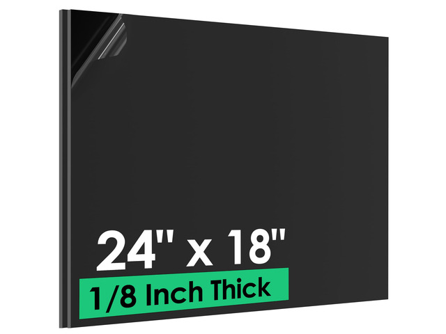 ABS Plastic Sheet 1/8' x 24' x 18', 2 Pack Black Rigid Thermoplastic Board for Crafts, DIY Projects, Dual-Surface (Textured & Smooth)