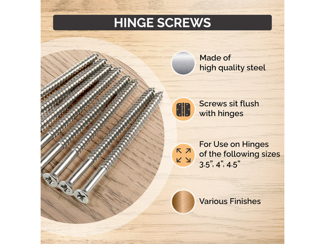 Long Wood Screws for Door Hinges Satin Nickel 9 x 3 Inch 96-Pack