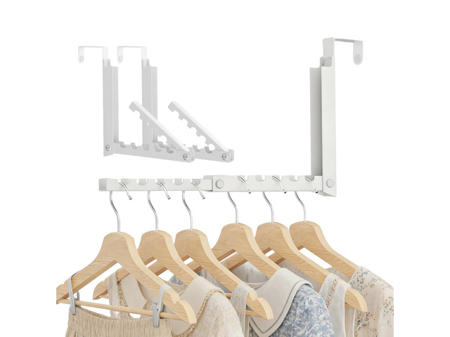 2 Pack Over The Door Hooks,Over The Door Clothes Hanger with 10 Ridges,Space-Saving Over The Door Drying Rack,Door Hooks for Hanging Clothes,Larger...