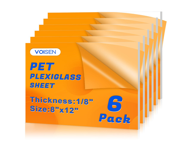 6 Pack Plexiglass Sheets 1/8 Inch Thick, 8'X12' Plexi Glass Panel Plastic Sheet for Crafts,Signs, Display Cases, Sneeze Guard, Cut with...