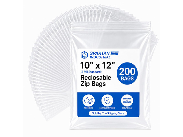 10 X 12 (200 Count) 2 Mil Clear Reclosable Zip Plastic Poly Bags with Resealable Lock Seal Zipper