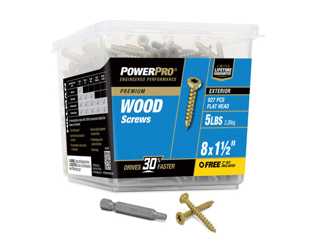 Exterior Wood Screws, #8 x 1-1/2in, 927 Pack, Bronze Epoxy finish, Star drive with T25 bit, Self-drilling point for deck, fence, and...
