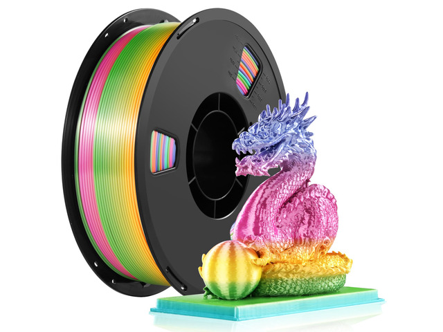 Silk Rainbow PLA 3D Printer Filament for Beginners, 1.75mm/±0.02mm 1Kg Shiny Gradient Rainbow, Compatible with FLASHFORGE, Bambu, Creality,...