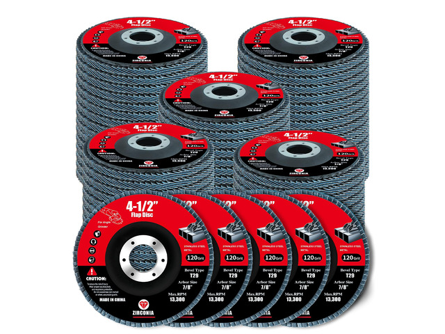 60 Pack Flap Discs 120 Grit, 4 1/2' x 7/8' for Angle Grinder,Type 29 Zirconia Grinding Wheel for Metal,Wood,Stainless Steel, Sheet Metal