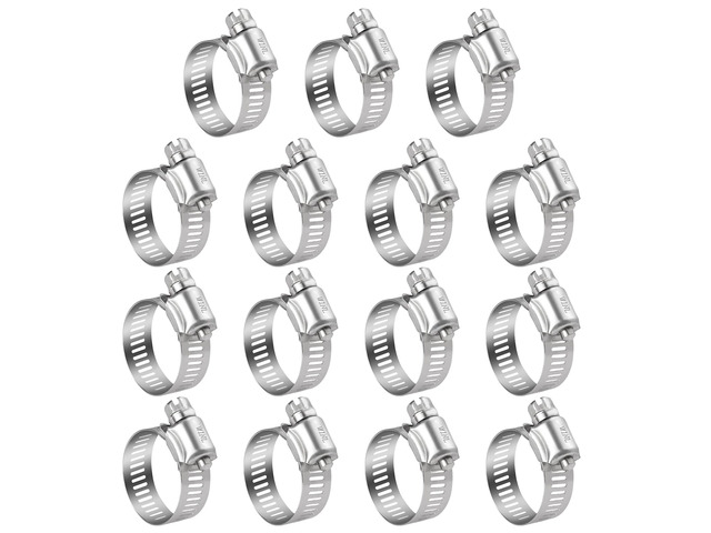 Stainless Steel Hose Clamps - 15 PK Worm Gear Drive Hose Clamps SAE 20 Clamping Range 3/4'' to 1-3/4'' (20mm-44mm) for Automotive Plumbing, 3/4'',...