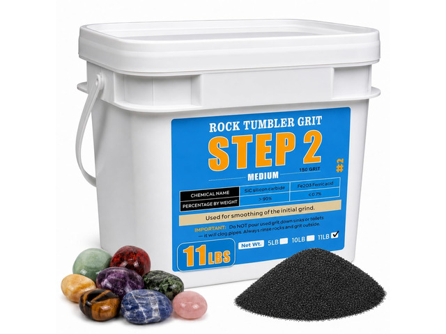 11 lbs Rock Tumbler Grit Medium 150 Silicon Carbide Tumbling Media, Step 2 for Tumbling Stones, Works with Any Rock Tumbler or Stone Polisher,...