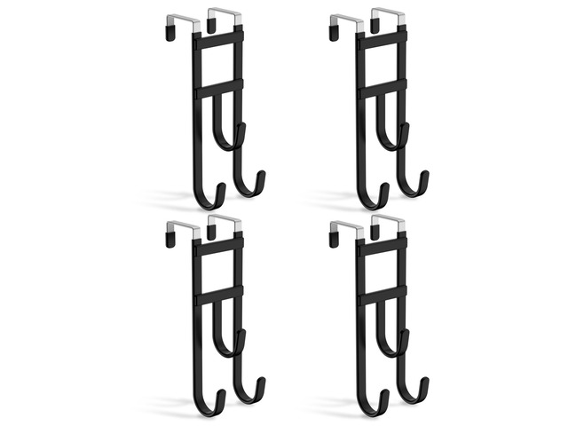 4 Pack Over-the-Door Hooks, No Installation Required, 100 Lb Heavy Duty with Anti-Scratch Rubber & Rust-Proof, Space-Saving Organizer for Coats,...