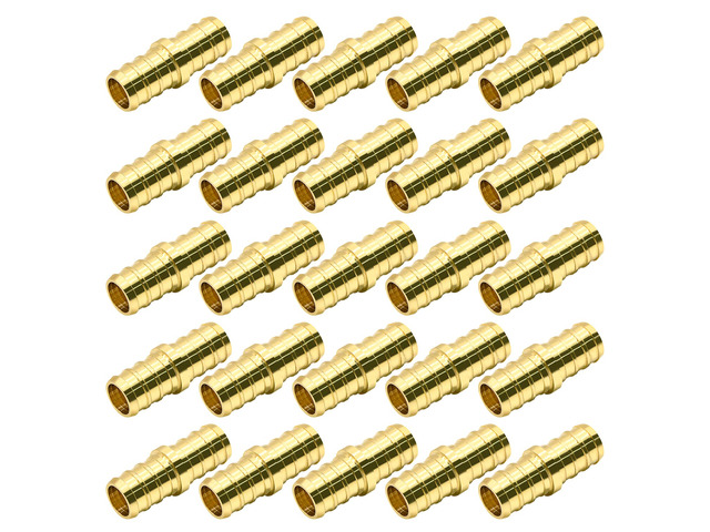 25 Pack 1/2' PEX Fittings, Brass Straight Coupling Fittings, for PEX Tubing Pipe
