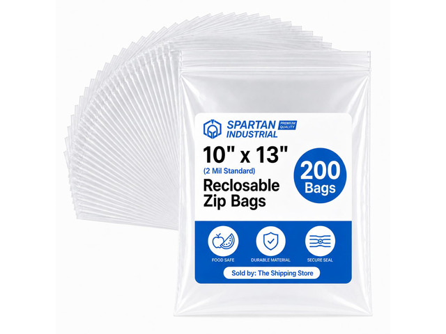 10 X 13 (200 Count) 2 Mil Clear Reclosable Zip Plastic Poly Bags with Resealable Lock Seal Zipper