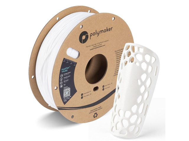 TPU Filament 1.75mm 95A Flexible 0.75kg, White 3D Printer Filament, High Speed 95A TPU Flexible Filament, Fast Printing, Dimensional Accuracy +/-...