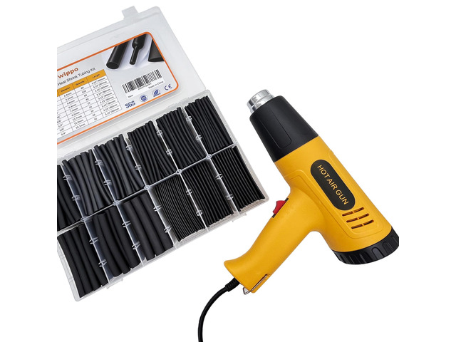 355pcs Heat Shrink Tubing Kit Electrical Wire Connector with 1000W Heat Gun Marine Grade Waterproof Connector Industrial Heat Shrink Terminal - 3:1...