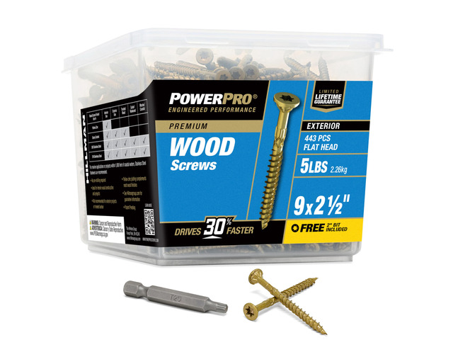 Exterior Wood Screws, #9 x 2-1/2in, 443 Pack, Bronze Bronze epoxy finish, star drive with flat head, for deck boards and treated lumber, T25 bit...