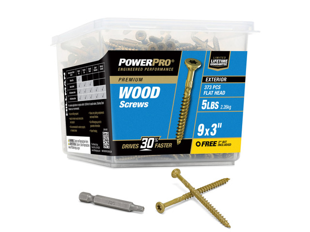 Exterior Wood Screws, #9 x 3in, 373 Pack, Bronze Epoxy finish, Star drive with T25 bit, For decking and treated lumber, All-Purpose Deck Screws,...