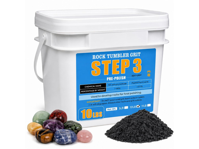 10 lbs Rock Tumbler Grit Pre-Polish 600 Silicon Carbide Tumbling Media, Step 3 for Tumbling Stones, Works with Any Rock Tumbler or Stone Polisher,...