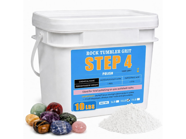 10 lbs Rock Tumbler Grit Fine 1200-Grit Aluminum Oxide, Step 4 Final Polish for Tumbling Stones, Works with Any Rock Tumbler or Stone Polisher,...